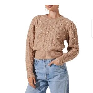 Beige Cable Knit Sweater